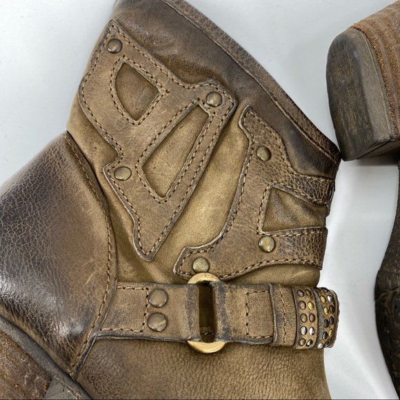 MJUS leather moto ankle booties distressed look - Picture 3 of 8